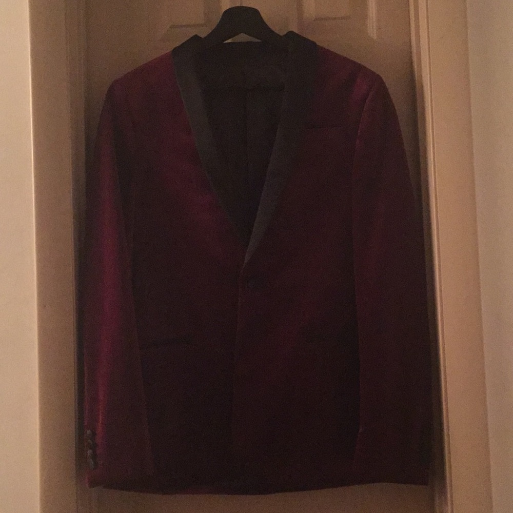 ASOS 36R Burgundy Velvet Blazer Sports Coat